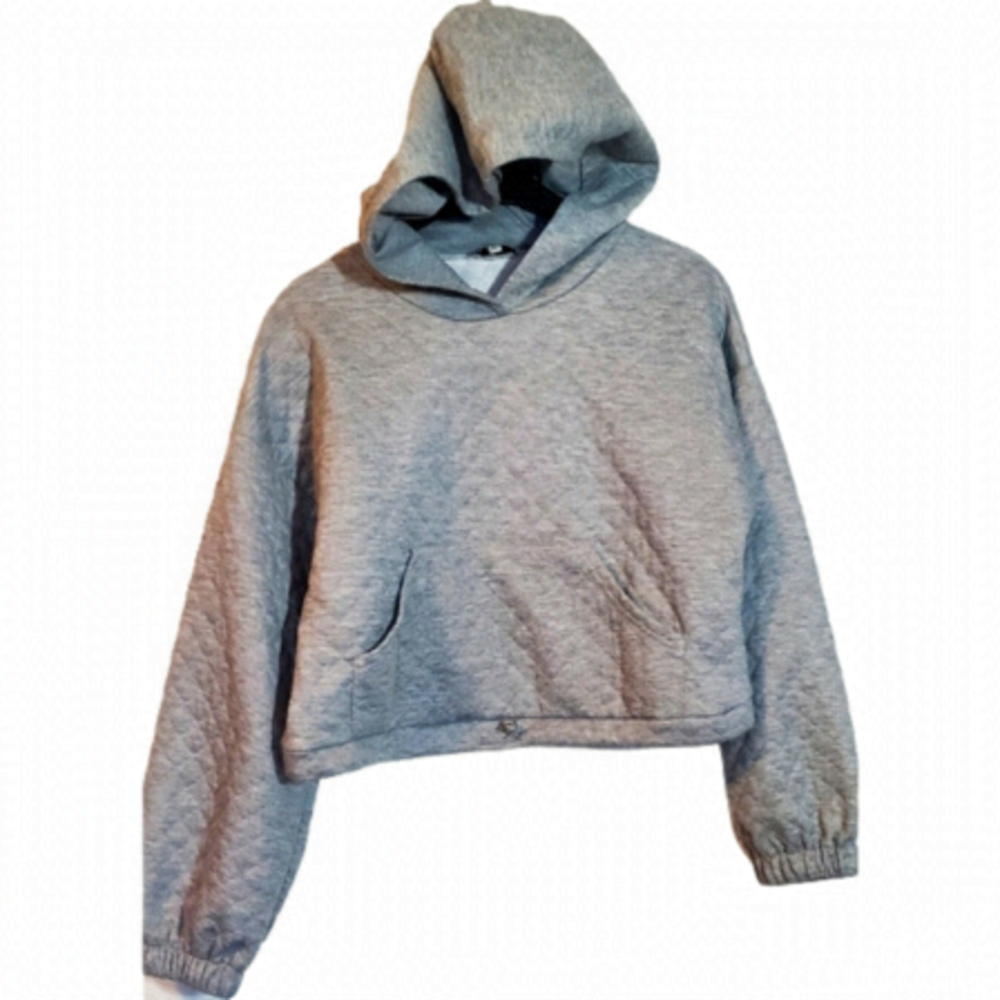 Moon River Small Quilted Cropped Hoodie